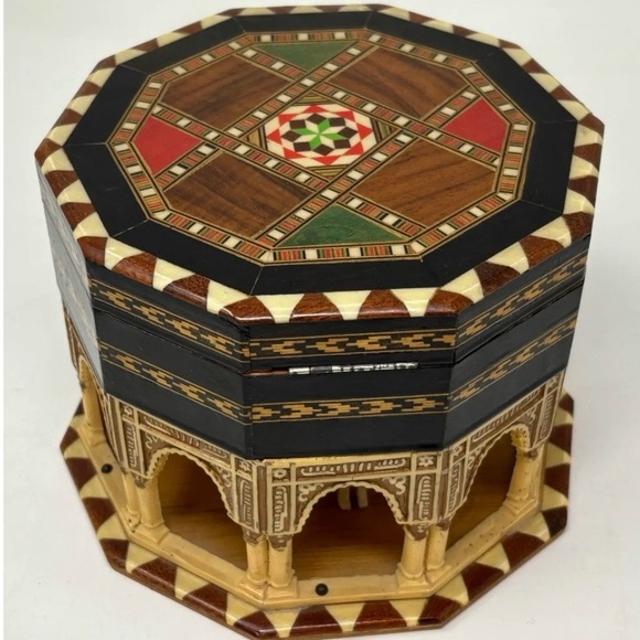 Vintage Alhambra Palace Moorish Jewelry Box 1950s Granada Spain Handmade